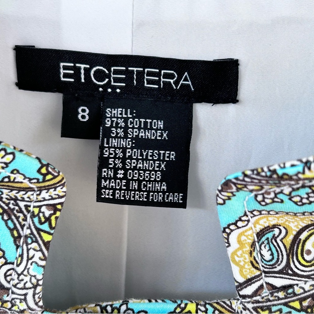 Etcetera Long Jacket Women’s Sz 8 Turquoise Brown Front Button EUC - Picture 4 of 10